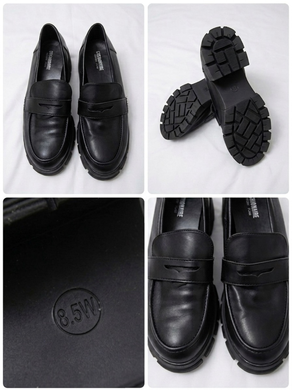 Cushionaire Black Chunky Lug Sole Platform Penny Loafers Size 8.5